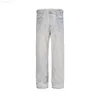 Gaojie Chaopai Overdyed and Stamped Old Dirty White Straight Barrel Jeans8jg8