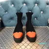 Diseñador de lujo negro nude naranja plataforma elástica botas cortas cuña zapatos de moda