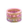 Bracelet extensible en perles d'argile polymère multicolore pour femmes, 7 brins, pièces/ensemble, style Boho, plage, Heishi Y2k, bijoux cadeau