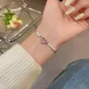 Braccialetti di collegamento moda regolabile cuore d'amore braccialetto di perle per le donne 2023 regali di gioielli per feste coreani eleganti alla moda con zirconi rosa