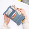 Carteiras Mini Carteira Curta para Mulheres Simples Coin Purse Zipper Hasp 3 Dobra Sólida Saco De Cartão De Couro Feminino Cor Bolsa