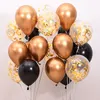 Decoração de festa 15 pcs metal cromo ouro prata látex balões decoração rosa dourado transparente confete balão casamento aniversário ar 230920