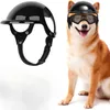 Capacete de vestuário para cães e óculos para cães pequenos Proteção UV Doggy Sunglasses Óculos Pet Motorcycle Hat com furos de orelha 230919