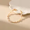 Strand Vlen Bracelet de perles d'eau douce naturelles pour femmes bijoux de luxe perles plaquées or Bracelets empilables Pulseras Mujer fille cadeau