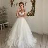 Goudgespoten glitter tule trouwjurken bling bling off-shoulder trouwjurk voor bruid Shine bruidsjurk vrouw