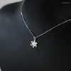 Pendant Necklaces Stainless Steel Dainty Snowflake Winter Necklace Chain For Women Jewelry Snow Christmas Gift