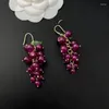 Boucles d'oreilles pendantes à franges tissées à la main, brochette de raisin originale, perles de personnalité à la mode, alliage bohémien, perle de riz féminine