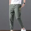 Calças masculinas sem desbotamento casual solto roupas masculinas não-pilling estilo coreano tornozelo amarrado corredores