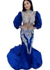 2023 ASO EBI Arabiska sjöjungfru Royal Blue klänning Spetsar Satin Evening Formell Party Second Reception Födelsedagsengagemang Klänningar Klänningar Robe de Soiree ZJ374