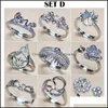 Smyckesinställningar 72 Styles S925 Sier Rings Pearl Ring for Women Girl Justerbara DIY GEM -tillbehör Present Drop Delivery Dhgarden Otcnj