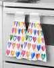 Serviette aquarelle coeur rayures main tissu microfibre suspendu pour salle de bain cuisine séchage rapide