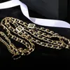 Women Luxury Gold Chain Belt Diamond Belts Women Waistband Designer Chains Belts Letters Double Layer Belt Gold Dress Pants Waistband