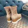 Diseñador de lujo negro nude naranja plataforma elástica botas cortas cuña zapatos de moda