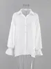 Kvinnors blusar Casual Women White Shirt Autumn 2023 Top Cotton Street Fashion Collar Long Sleeve