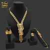 ANIID African Dubai Jewelry Gold Big Necklace Rings Set For Women Nigerian Bridal Wedding Party 24K Ethiopian Earrings Jewellery H227M