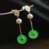 Boucles d'oreilles pendantes en calcédoine naturelle, perle d'eau douce, crochet de pâques de culture porte-bonheur pour femmes, clou d'oreille de mariage Halloween