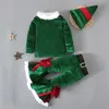 Kleidungssets Baby Mädchen Weihnachtskleidung Outfits für Kinder Weihnachtsmann Kostüm Langarm Top Hosen Hüte 3PCS Set Jahr Party 230919