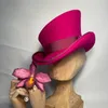 Sombreros de trampero Sombrero de cuero con lana superior asimétrica Mujeres Hombres Unisex Steam Punk Moda Cinta para hombre Traje de madera 230919