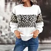 Women's Sweaters Autumn/Winter Large Loose Round Neck Leopard Print Long Sleeve Sweater Girls Juniors Sweatshirts No Hood Casual Blouse