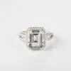 Pierścionki ślubne Yezoxa Emerald Cut Oryginalny zielony ametyst 925 Srebrny pierścień halo dla kobiet Rozmiar 6 7 8 230920