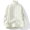 Suéter masculino branco gola alta gola alta e suéter vintage pullovers para homem roupas quentes pulôver inverno moda