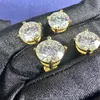 Najnowszy projekt okrągłego cięcia VVS 3 karat 9 mm Diamond 925 Silver 10K Gold Studed Moissanite Studs dla mężczyzn