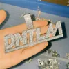 Yeni Moda DIY Özel Adı Kolye Altın Kaplama Bling Buzlu Out CZ Taş Mektup Kolye Kolye 3mm 34 inç Halat Zinciri Me286s