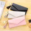 Wallets Women's Long Purse Buckle 2 Fold Money Clip Simple Solid Color Clutch Bag Multi-card Banknote Coin Storage Girls Wallet