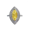 Cluster Rings Spring Qiaoer 925 Sterling Silver 6 13MM Crushed Cut Marquise Citrine High Carbon Diamond Engagement Ring Fine Jewelry