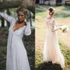 Gorgeous Empire Waist Lace Chiffon Wedding Dresses Cheap High Quality Illusioin Long Sleeves Bridal Gowns for Maternity Pregnant B213L