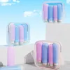 10pcs Cosmetic Bags Women Silicone Square Shaped Transparent Portable Blue Jelly Candy Waterproof Toiletry