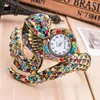 Relojes de pulsera Reloj de pulsera Forma de serpiente de moda de lujo para mujeres Damas Retro Escala romana Relojes de cuarzo de cristal Reloj de regalo