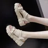 Sandals Summer Super Fire Muffin Platform Flower Flat Heightened Roman Shoes Women