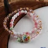 Strand Colorful Ceramic Crystal Vintage Aesthetics Cute Flower Charm Bracelets For Women Girl Friendship Jewelry Gifts