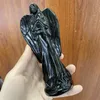 Dekorative Figuren, natürliche Handarbeit, schwarze Obsidian-Winkel, Kristallschnitzerei, Kristalle und Steine, heilend, für Heimdekoration, Raumdekoration