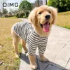 Dog Apparel OIMG Summer Breathable Medium Large Dogs Clothes Golden Retriever Labrador Samoyed Thin T-shirt Comfortable Stripe Pet Pullover 230919