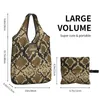 Shoppingväskor anpassade orm hudtryck kvinnor bärbar stor kapacitet livsmedels Snakeskin textur tote shopper