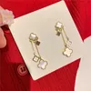 Women Fashion Designer for Elegant 4/four Leaf Clover Earring Jewelry Plated Gold Girls Gift