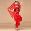 Bühnenkleidung 4-teiliges Set Sexy Indien Ägypten Bauchtanzkostüme Bollywood Erwachsene Bauchtanzkleid Damen Tanzkostüm