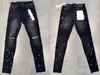 Mann lila gerissener Biker Slim Straight Skinny Hosen Designer Stack Jeans Fashion Jean Herren Trendmarke Vintage Pant Men US Size