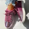 Klädskor 2023 sneakers bling lyxsko glitter casual kvinnlig andas snörning utomhus sport kvinnor vulkaniserar skor zapatos de mujer x0920