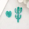 Charms 6Pcs Cactus Acrylic Green Leaf Jewlery Findings For Earring Necklace Keychain Diy Making