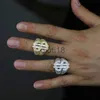 Band Rings Luxury Designer Finger Ring High Quality Paled Full CZ Stone Gold Silver Color Punk Styles Hip Hop Jewelry X0920