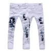 Bütün- Yeni Varış Moda Baskılı En Kaliteli Erkek Skinny Jeans Sıradan Beyaz Bikter Denim Düz Pantolon Boyut 28-40 JPK351326S