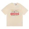 2023メンズアンドウィメンズファッションTシャツブランドRhude sプリントストリートサイズシンプルイラスト半袖ティーカップルM349o