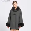 Women's Cape Office Lady's Casual Winter Cloak faux päls krage lapptäckande kvinnor ullkapslar lösa tjock aline elegant jacka varm kappa poncho l230920