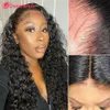 Spetsspår 13x6 Front Endast Deep Wave Human Hair 13x4 Transparent Ear to Brasilian Remy Pre Plucked No Tangle 230920