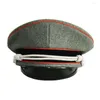 Berets Repro II wojny światowej niemiecki oficer Elite Brimmed Hat Cap Collectibles wełniany srebrny sznurek podbródka -rozmiar 57 58 59 60 61 cm wojsko