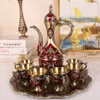 Xícaras de chá 8 peças conjunto de utensílios de mesa 1 * bule 6 * xícara 1 * bandeja conjunto de chá vintage estilo europeu retrô para ornamento de gabinete cozinha árabe conjunto de xícara de café 230919