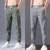 Calças masculinas sem desbotamento casual solto roupas masculinas não-pilling estilo coreano tornozelo amarrado corredores